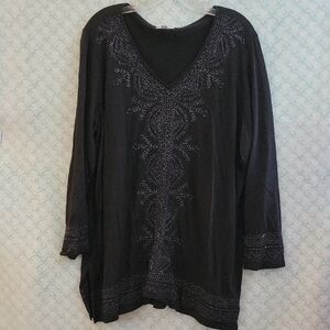 J. Jill Black Embellished 3/4 Sleeve Tunic